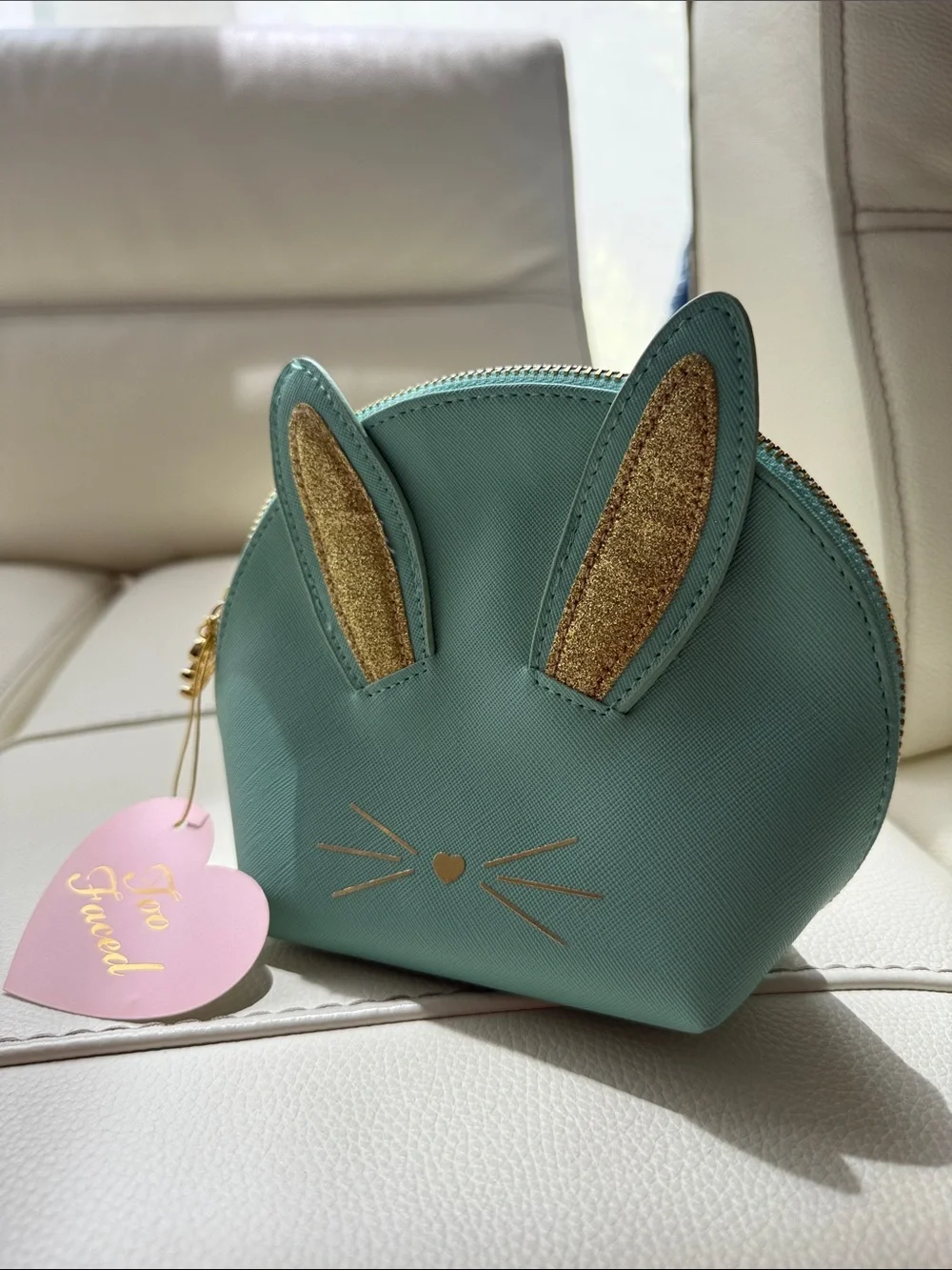 Too Faced Teal Cool‎ Not Cruel Bunny Makeup Bag